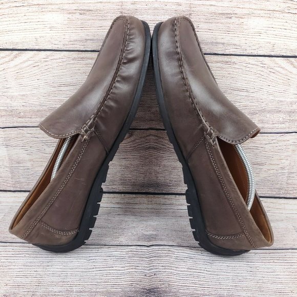 Ecco Mens Brown Leather Square Toe Slip On Casual Loafer Shoes Size US 13 EU 46 main image 4